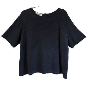 Barrie Pace‎ Womens 18 Chic Charcoal 100% Silk Sandwashed Short Sleeve Blouse